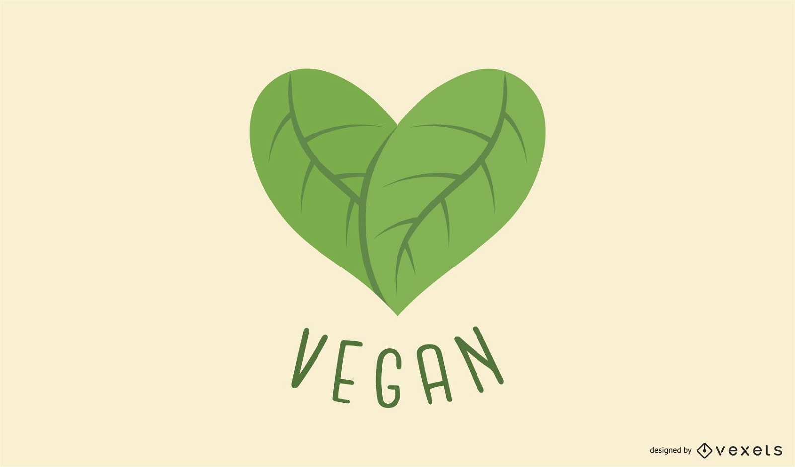 Design de logotipo de cora??o de folha vegan