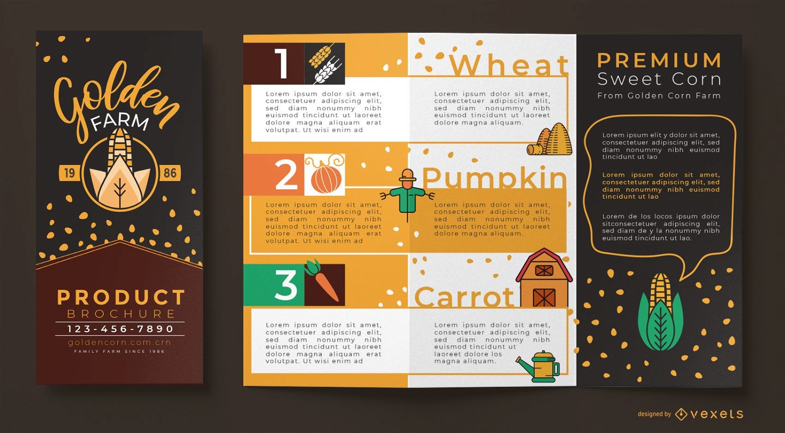 Golden corn farm brochure template