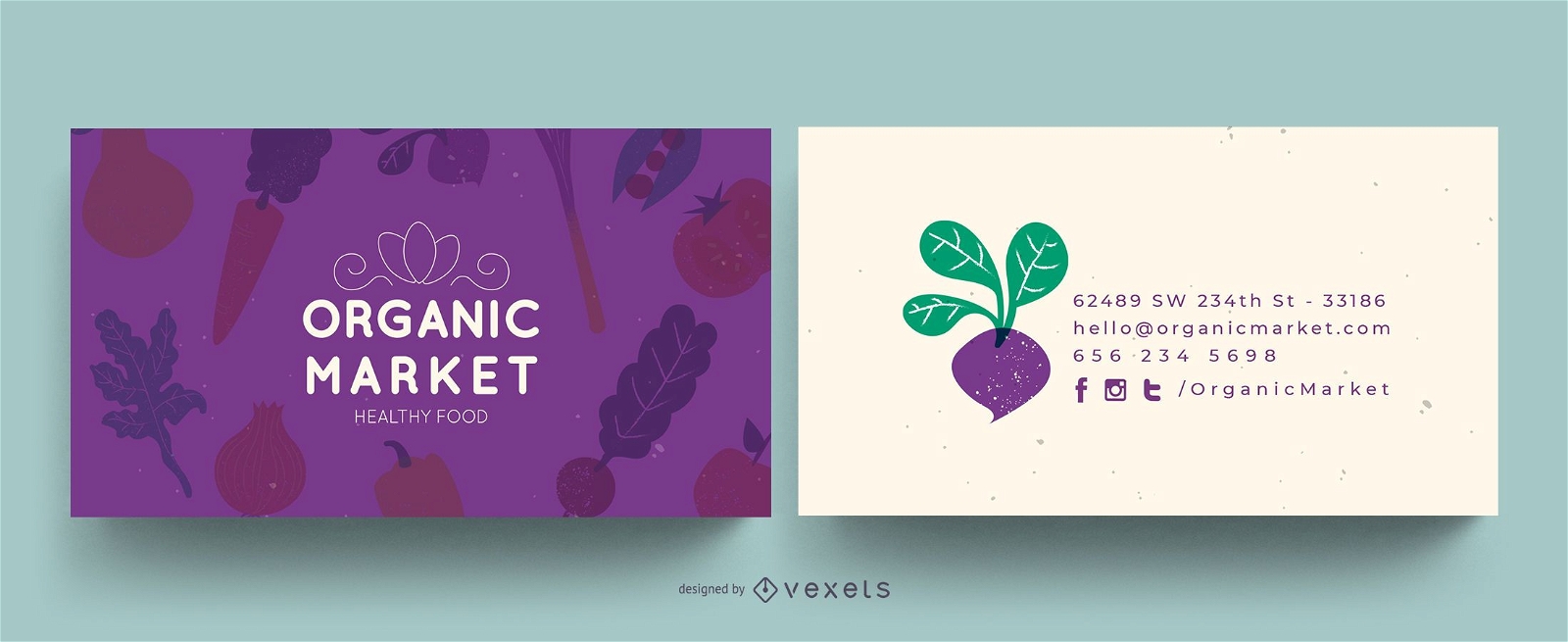 Cartão de visita do mercado orgânico