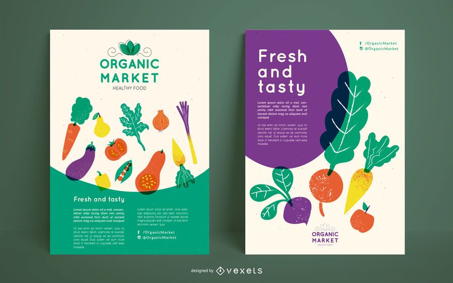 Organic Market Poster Template - Vector Download