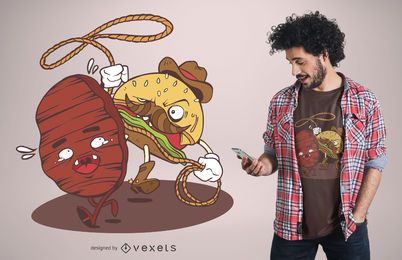 Burger Cowboy Funny T-shirt Design Burger Cowboy Funny T-shirt Design