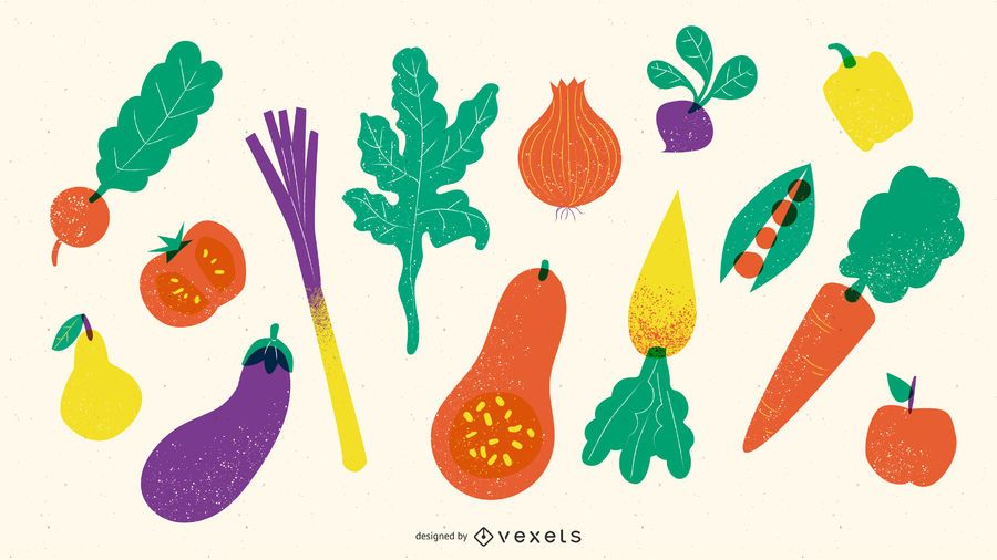 Fruits and vegetables textured pack Fruits and vegetables textured pack
