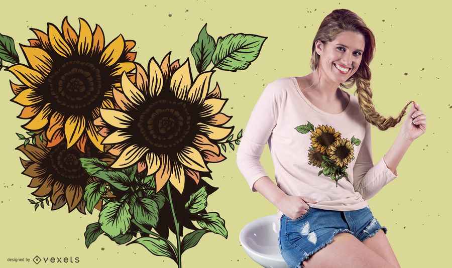 Diseño de camiseta de girasoles Diseño de camiseta de girasoles