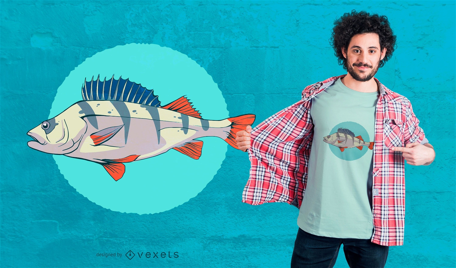Europ?isches Barschfisch-T-Shirt Design