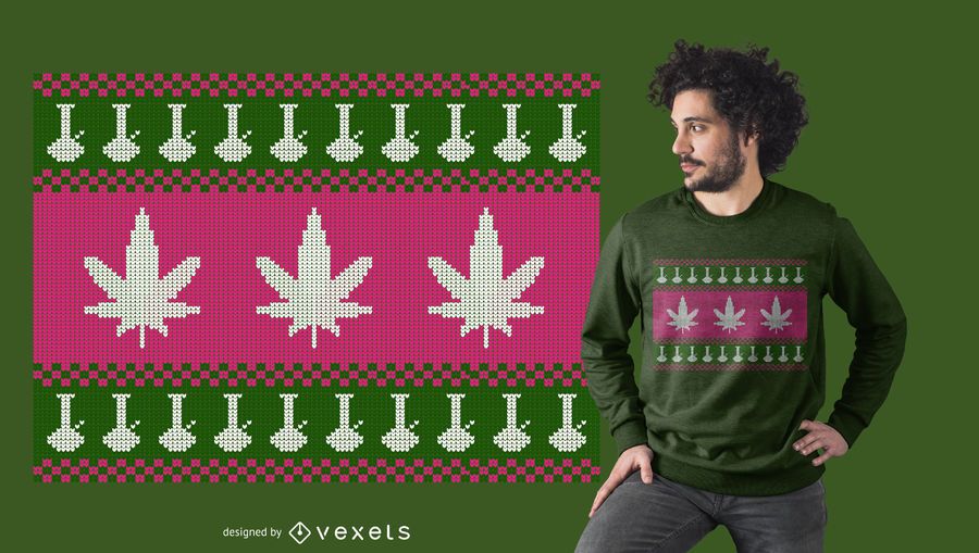 Diseño de camiseta Weed Bong Ugly Sweater Diseño de camiseta Weed Bong Ugly Sweater