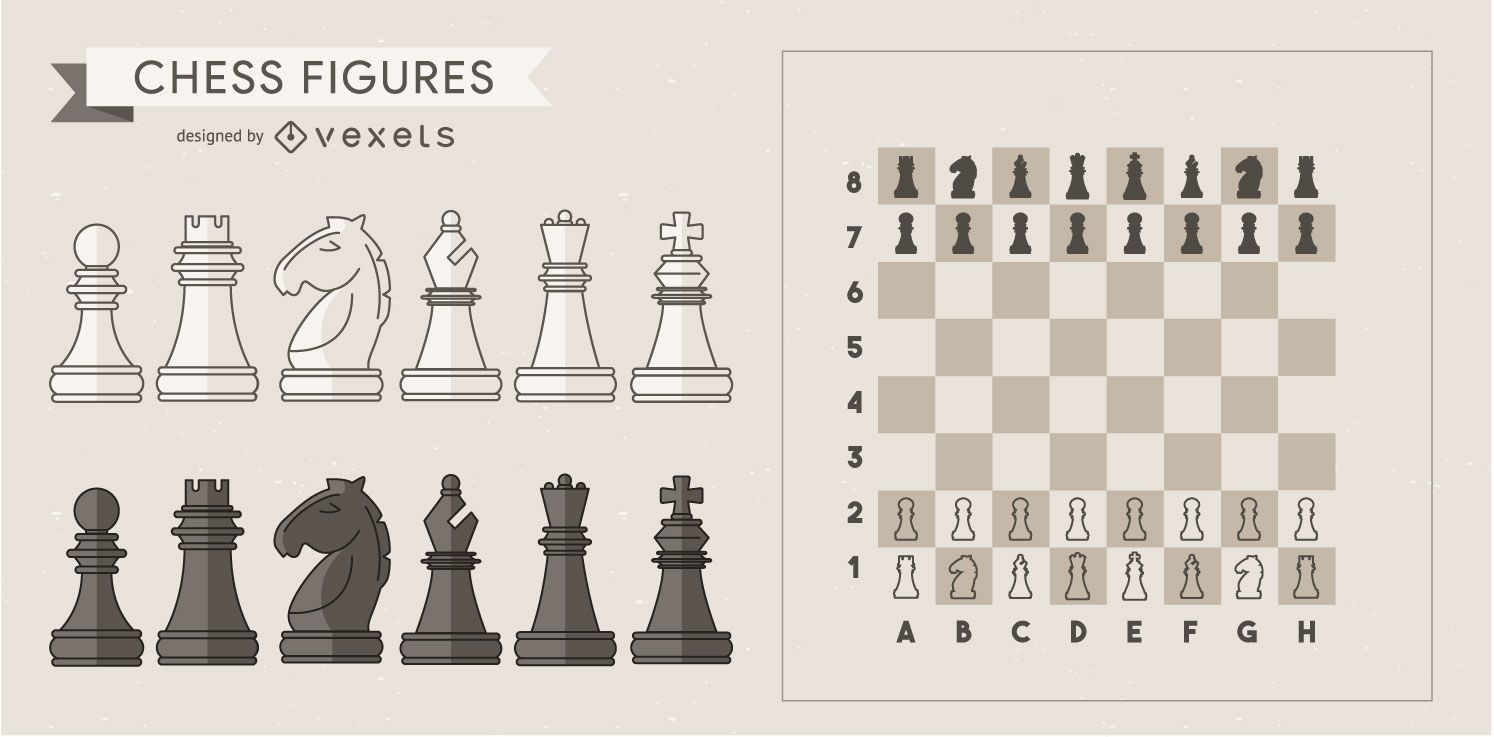Conjunto de elementos de piezas de ajedrez