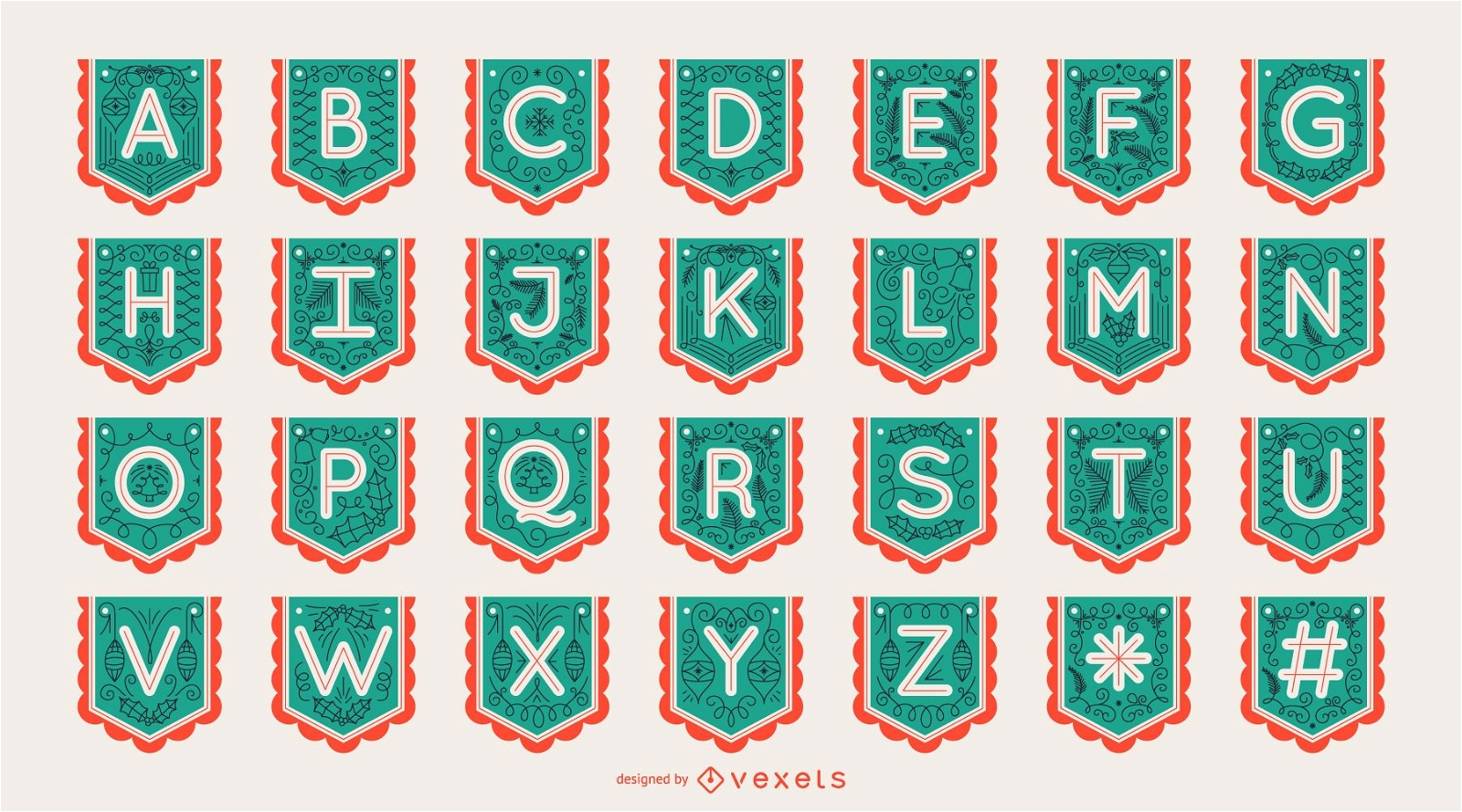Conjunto de alfabeto de letras Garland Banner