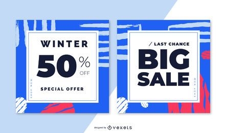 Winter sale abstract banner set