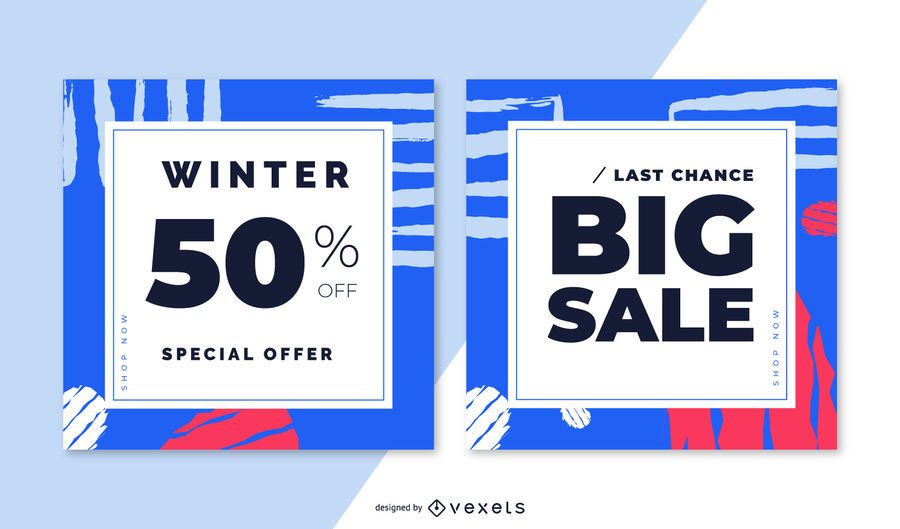 Winter sale abstract banner set Winter sale abstract banner set