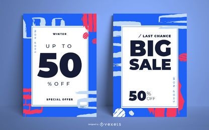 Winter sale abstract poster set