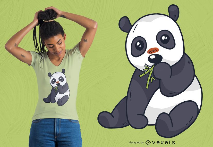 Cute panda bamboo t-shirt design Cute panda bamboo t-shirt design