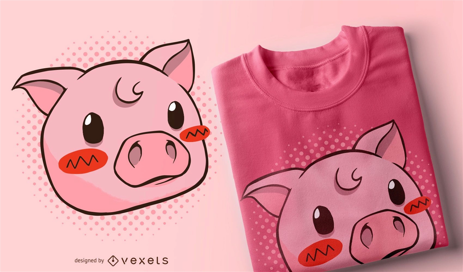 Design fofo de camiseta de porco