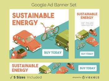Conjunto de banners de anúncios do Google de energia sustentável Conjunto de banners de anúncios do Google de energia sustentável