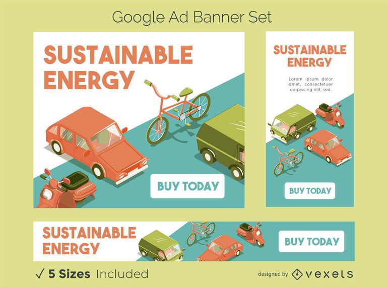 Sustainable Energy Google Ads Banner Set Sustainable Energy Google Ads Banner Set