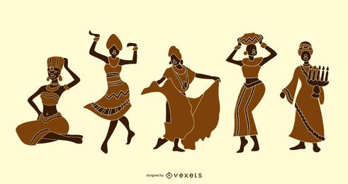 Paquete de diseño de silueta de personas de Kwanzaa Paquete de diseño de silueta de personas de Kwanzaa