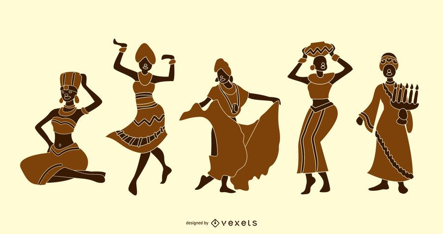 Pacote de Design de silhueta de pessoas Kwanzaa Pacote de Design de silhueta de pessoas Kwanzaa