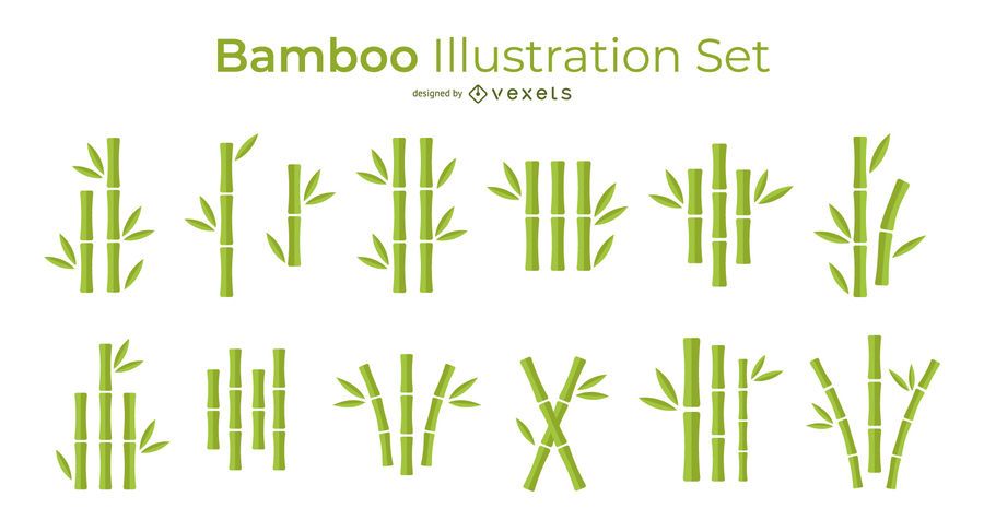 Bamboo simple vector set Bamboo simple vector set