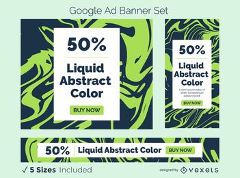 Conjunto de banner publicitario abstracto líquido Conjunto de banner publicitario abstracto líquido