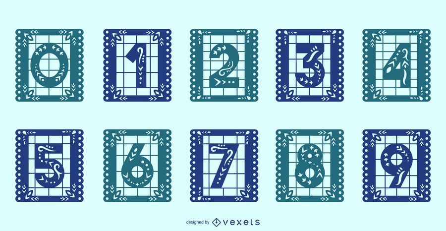 Download Mexican Papel Picado Alphabet Number Set - Vector download