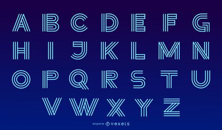 Conjunto de desenho de letras do alfabeto moderno de néon