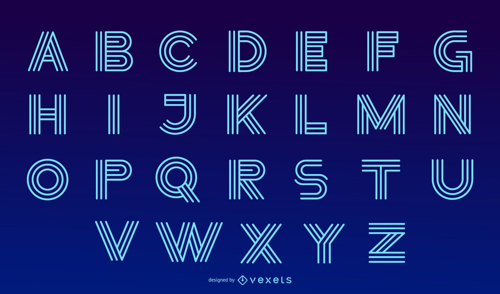 Neon Modern Alphabet Letter  Design  Set Vector Download