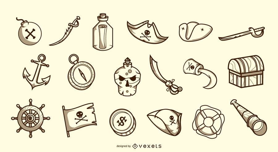Pirate elements duotone collection Pirate elements duotone collection