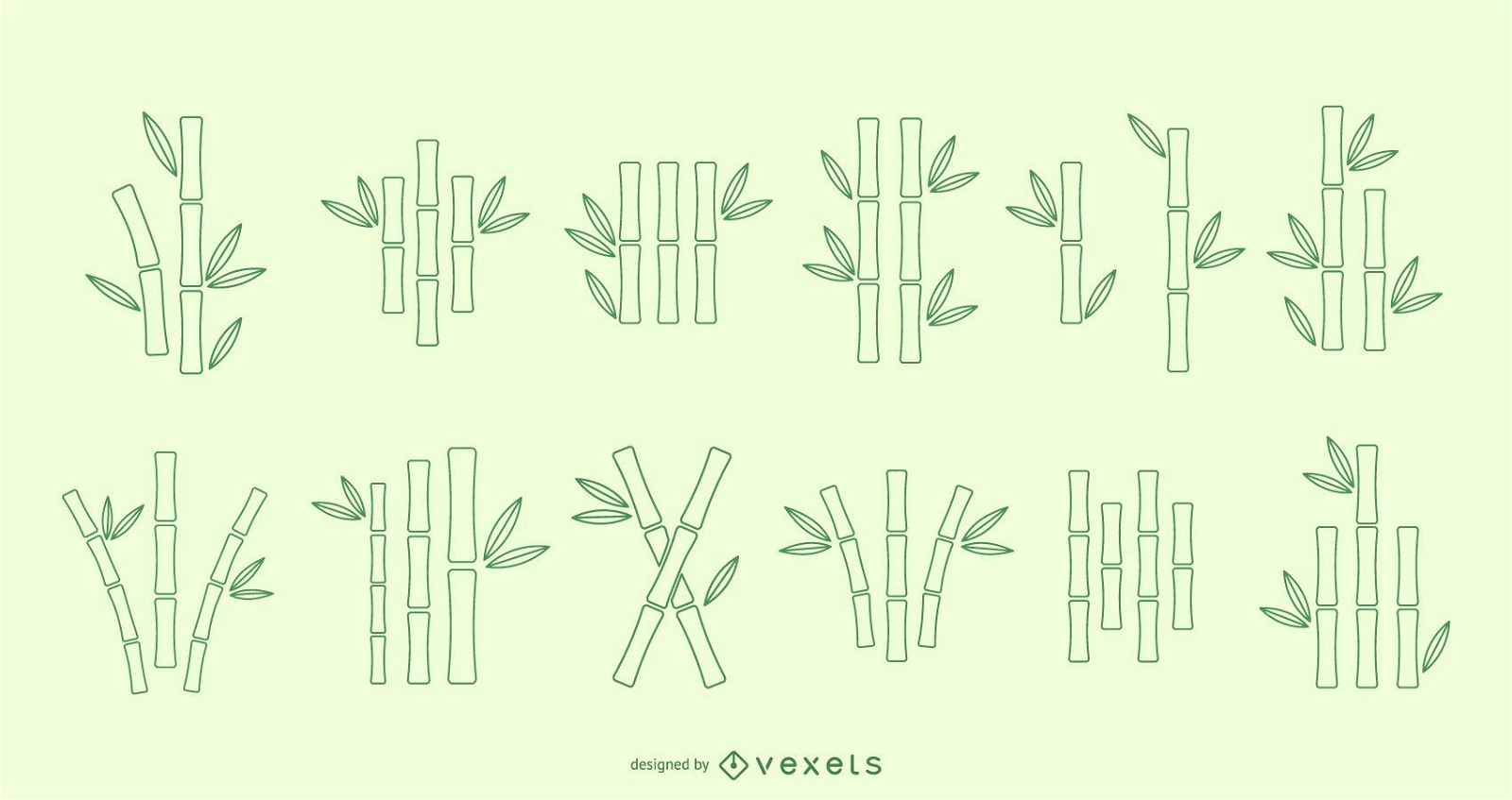 Conjunto de vetores de linha de bambu