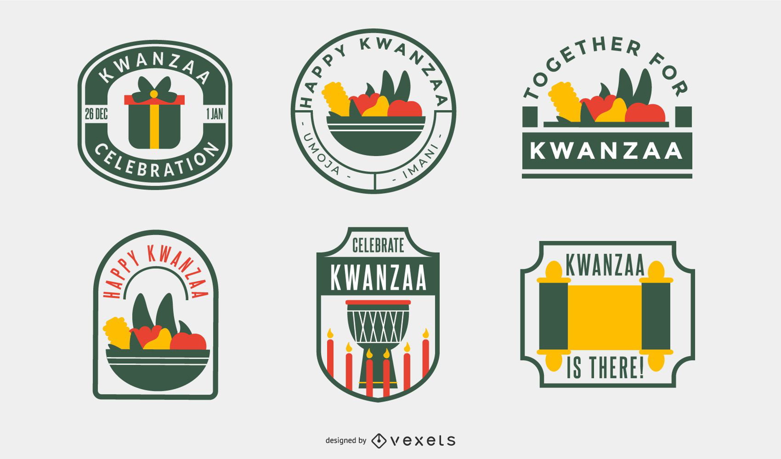 Kwanzaa badges pack