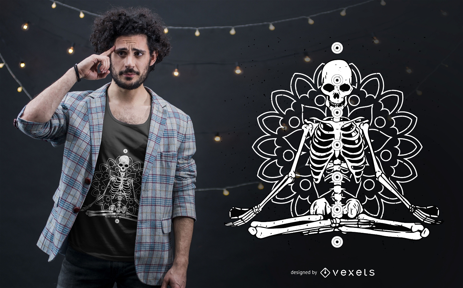 Diseño de camiseta Skeleton Chakra Mandala