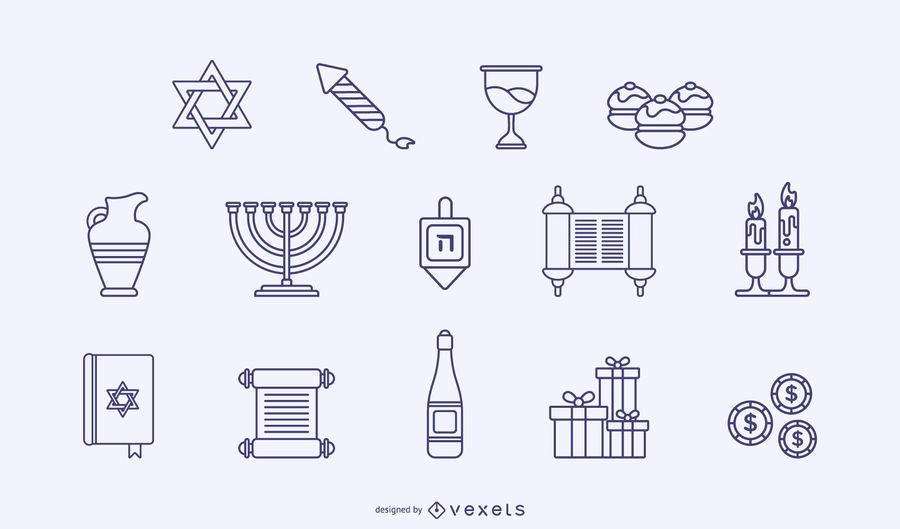 Paquete de elementos de trazo de Hanukkah Paquete de elementos de trazo de Hanukkah