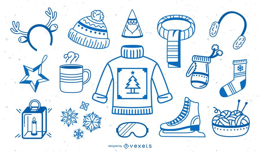 Winter elements stroke collection Winter elements stroke collection