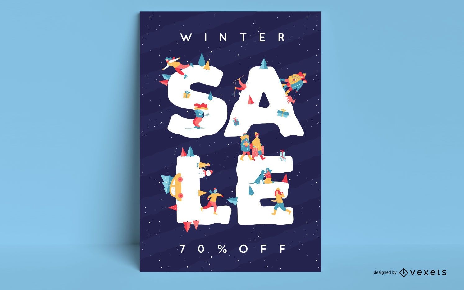 Cartaz editável de promoção de inverno
