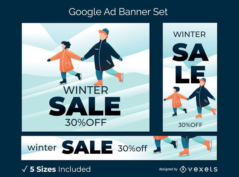 Conjunto de banner de anúncio de venda de inverno Conjunto de banner de anúncio de venda de inverno