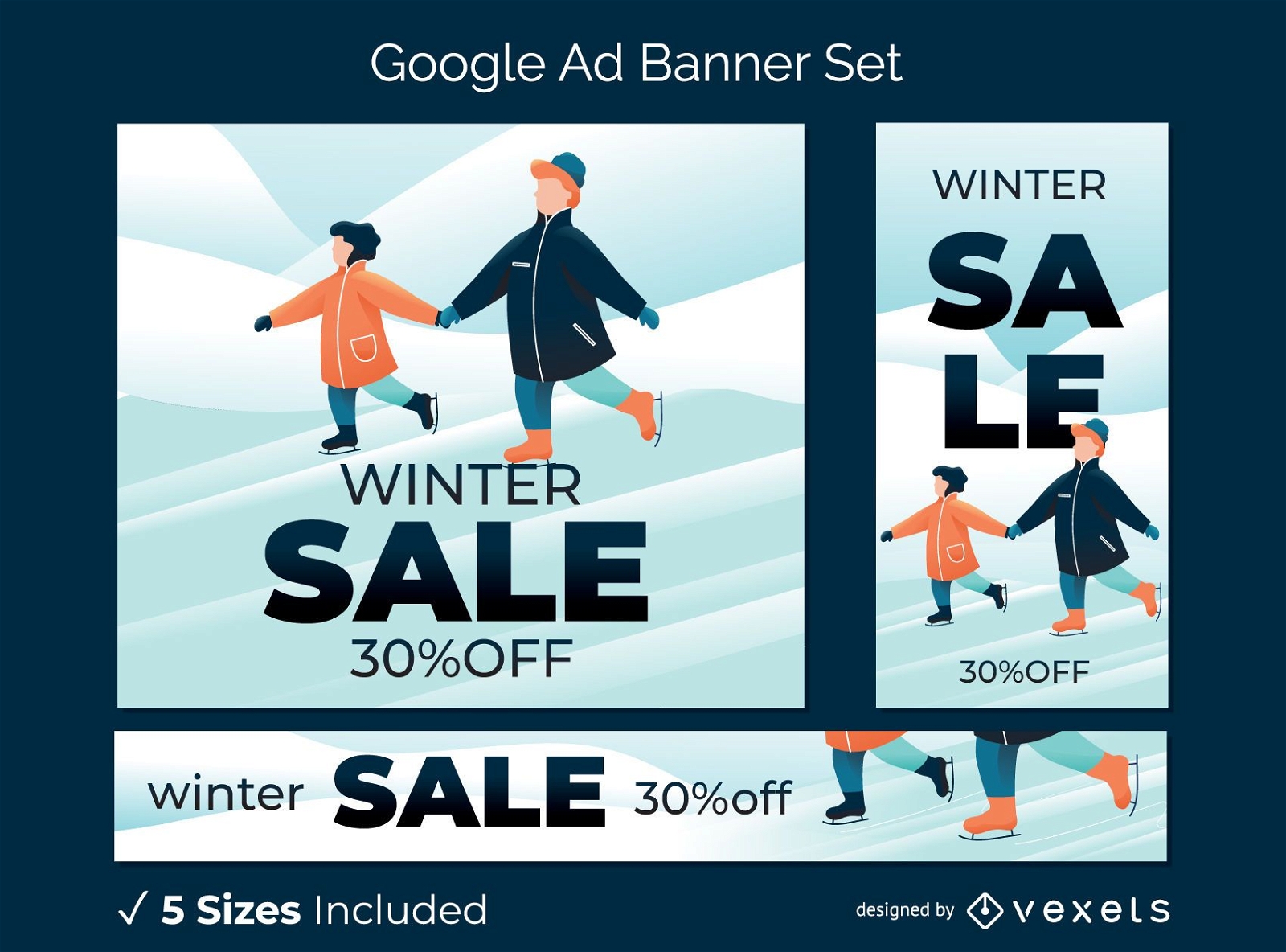 Winter sale ad banner set