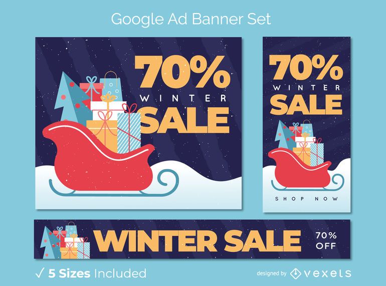 Conjunto de banner de anúncio de presentes de venda de inverno Conjunto de banner de anúncio de presentes de venda de inverno
