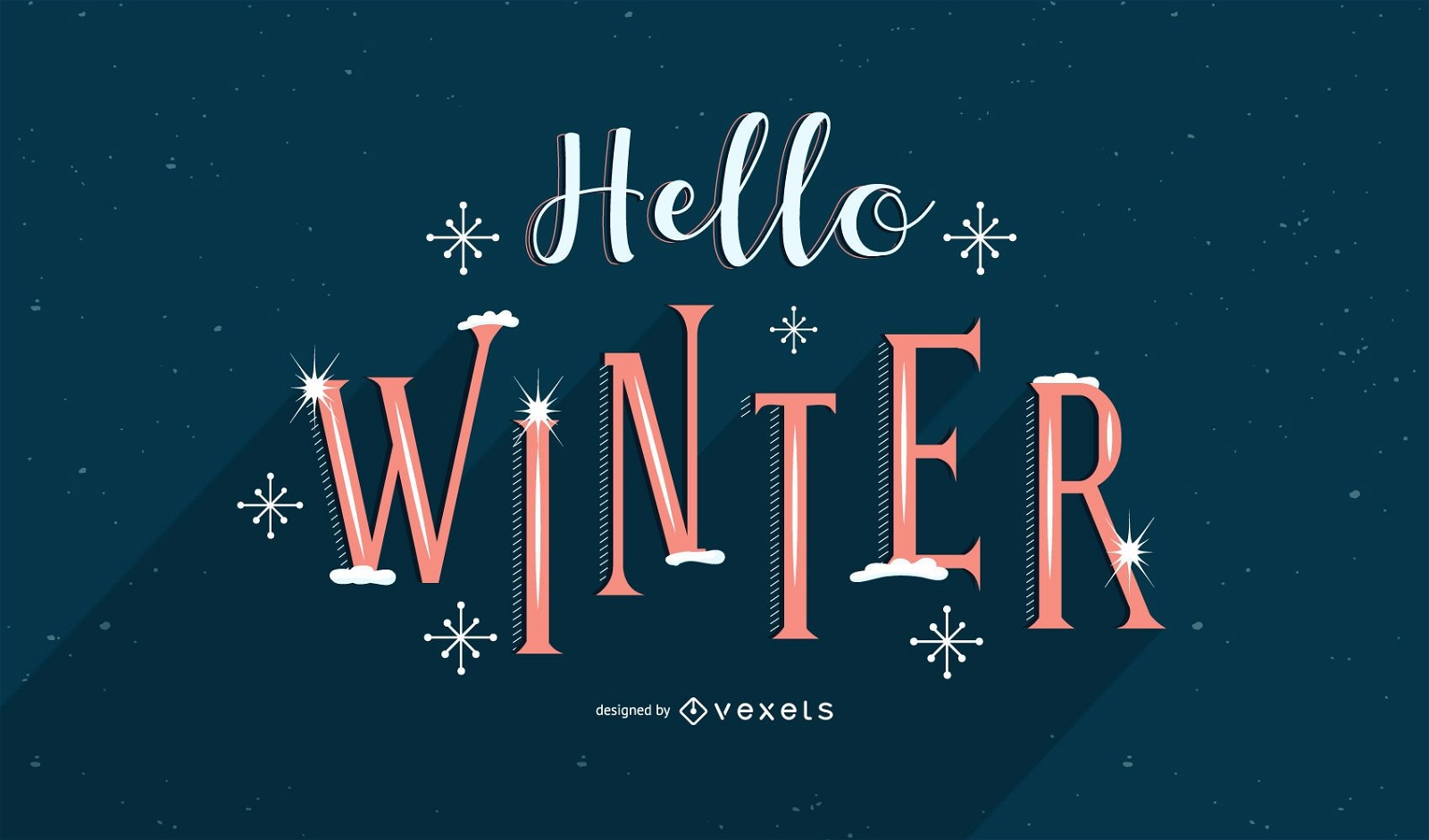 Hallo Winter Schnee Schriftzug Design