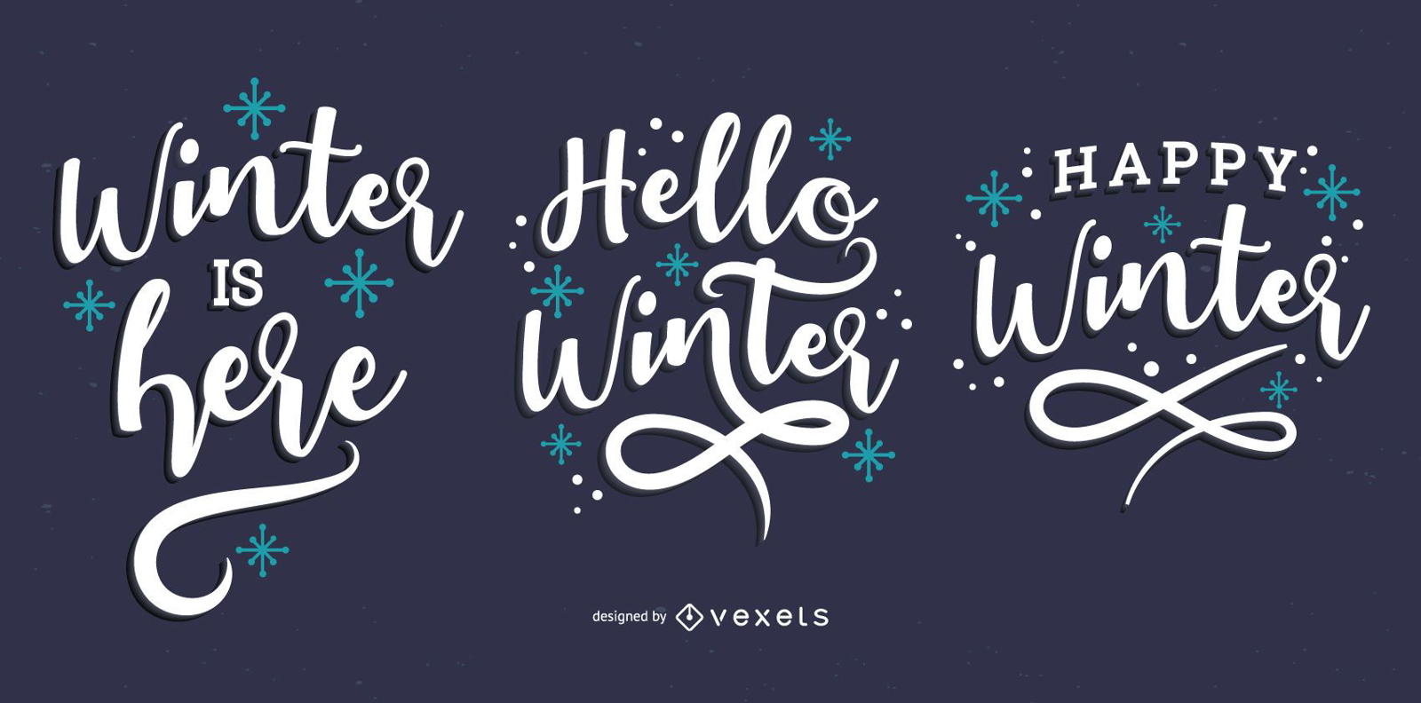Hello winter lettering set
