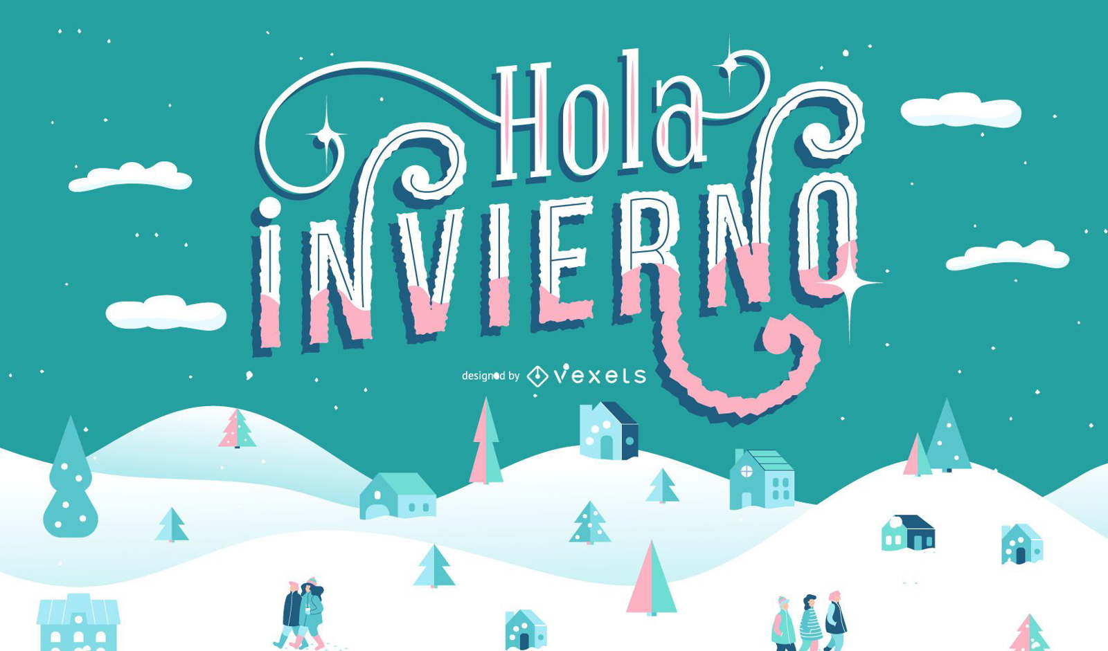 Hello winter spanish lettering