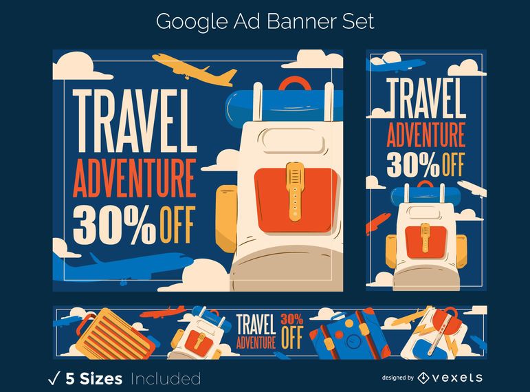 Conjunto de banner de aventura de viagem Conjunto de banner de aventura de viagem