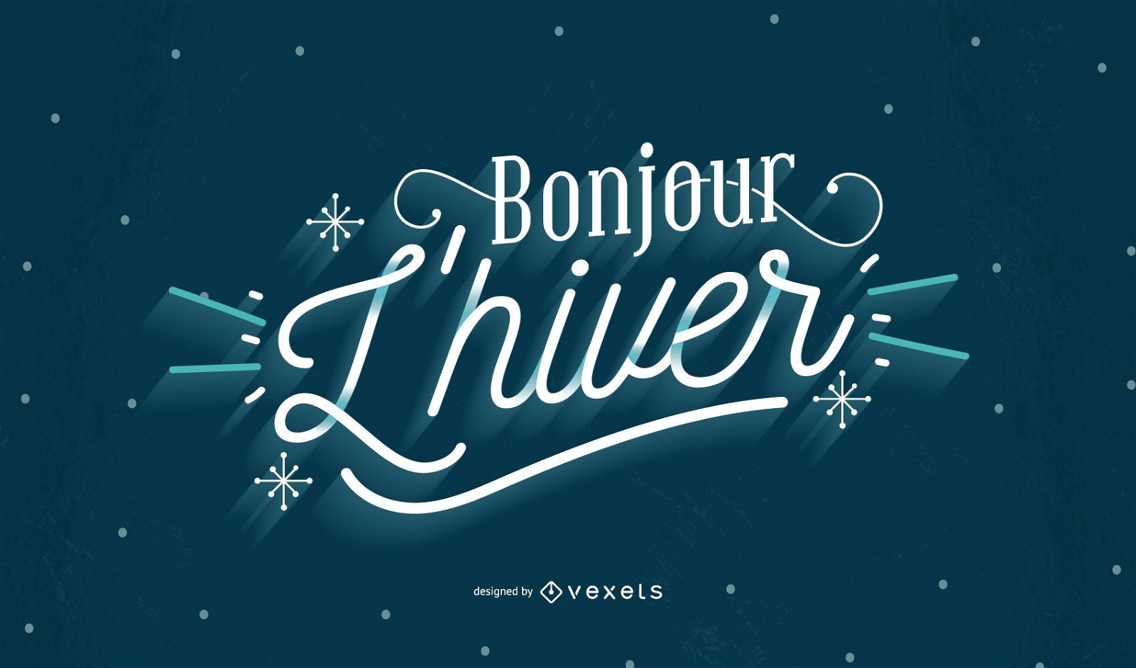 Willkommen Winter Französisch Zitat Schriftzug Design
