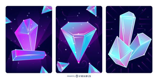 Conjunto de ilustração de cristais mágicos