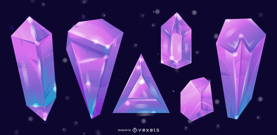 3d crystals vector set 3d crystals vector set