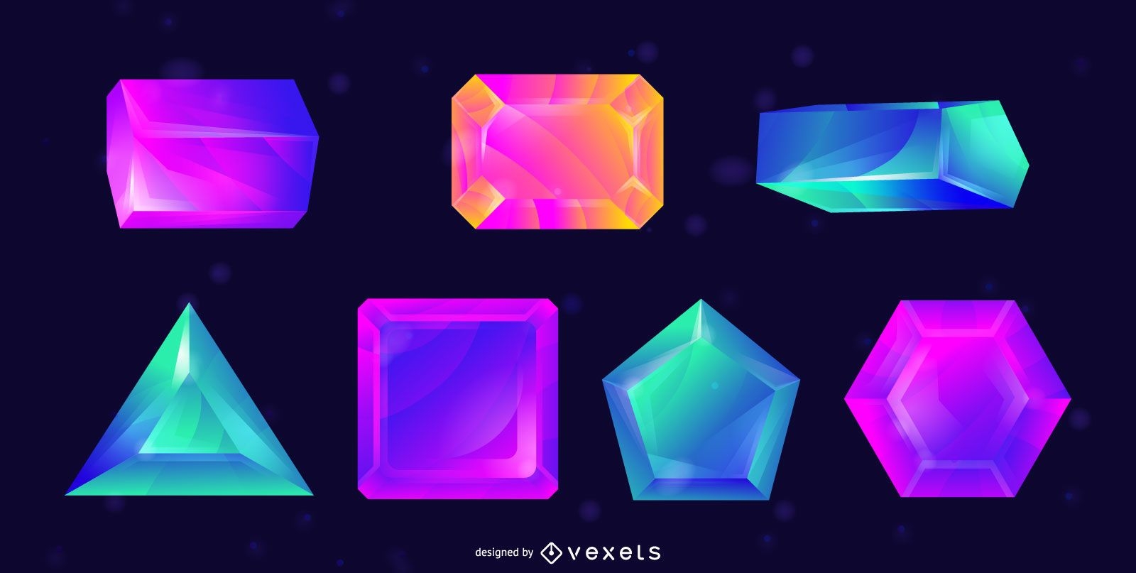 Colorful crystals vector set