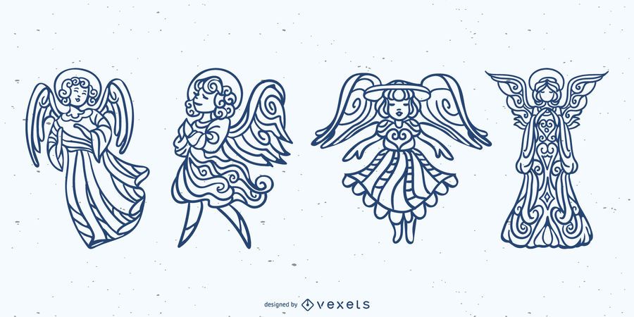 Download Mandala Angels Stroke Set Vector Download PSD Mockup Templates