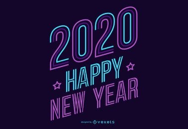New year 2020 neon lettering
