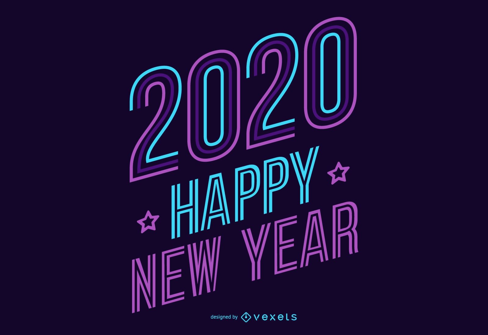 Letras de neón de año nuevo 2020