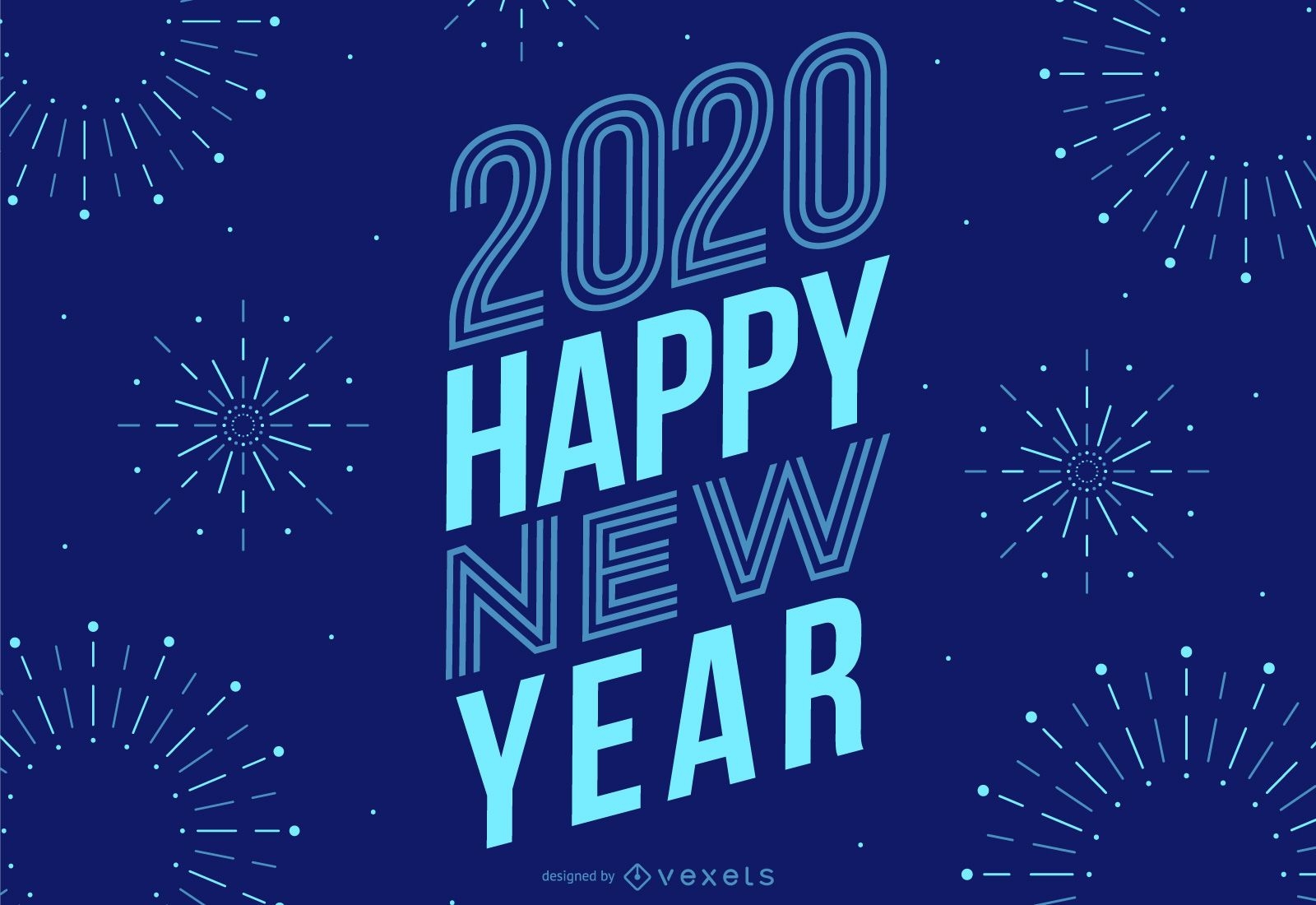 Neujahr 2020 Feuerwerk Schriftzug
