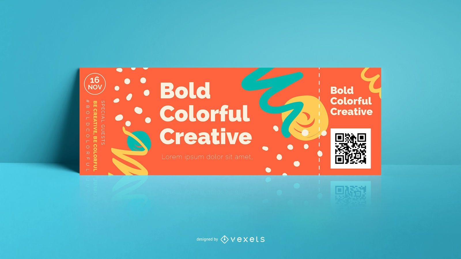 Colorful abstract bold ticket template