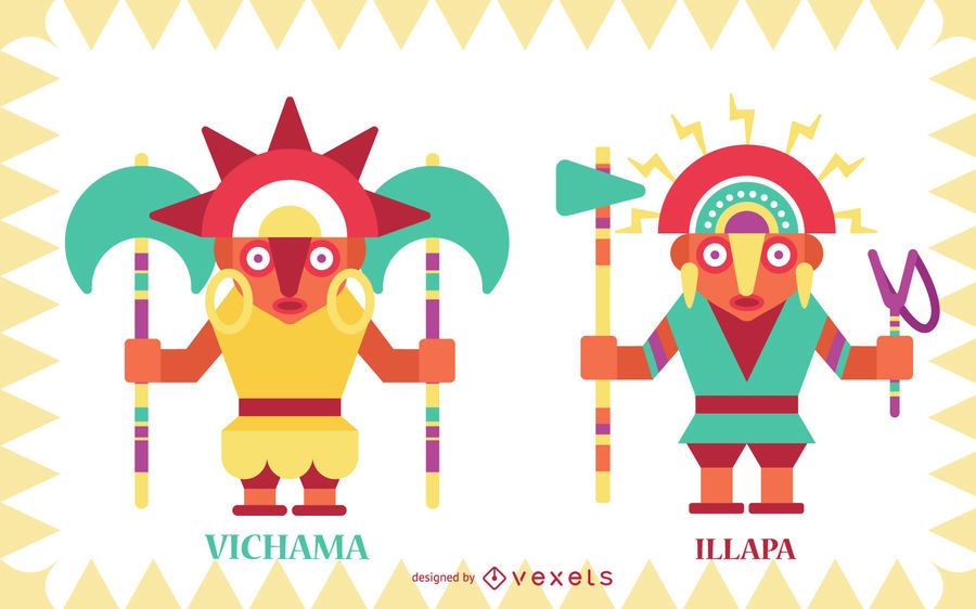 Inca gods flat vector set Inca gods flat vector set