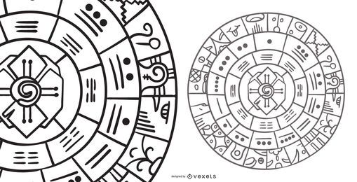 Diseño abstracto de la rueda maya Diseño abstracto de la rueda maya